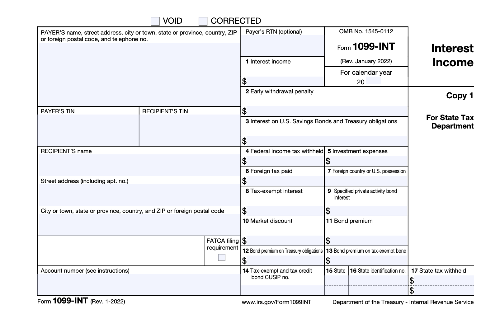 Sample of Form 1099-INT